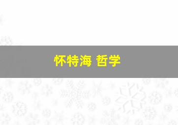 怀特海 哲学